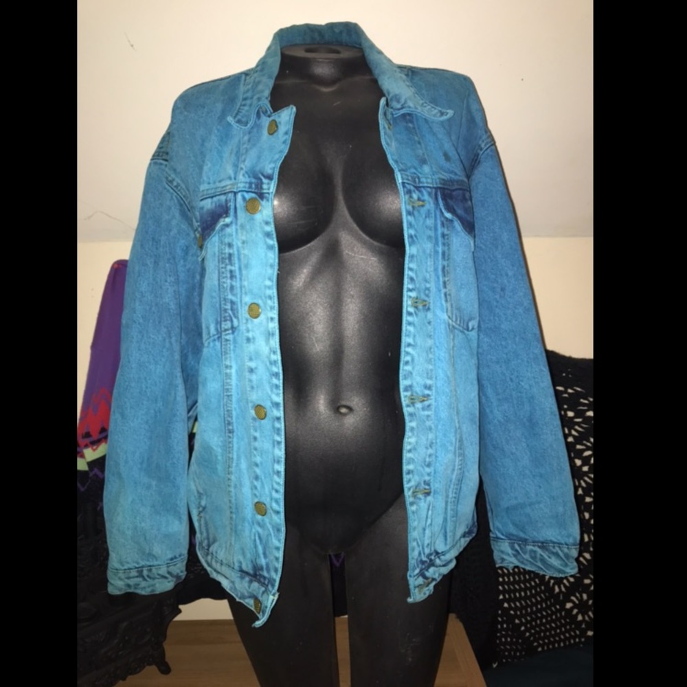 Vintage Turquoise blue jean jacket